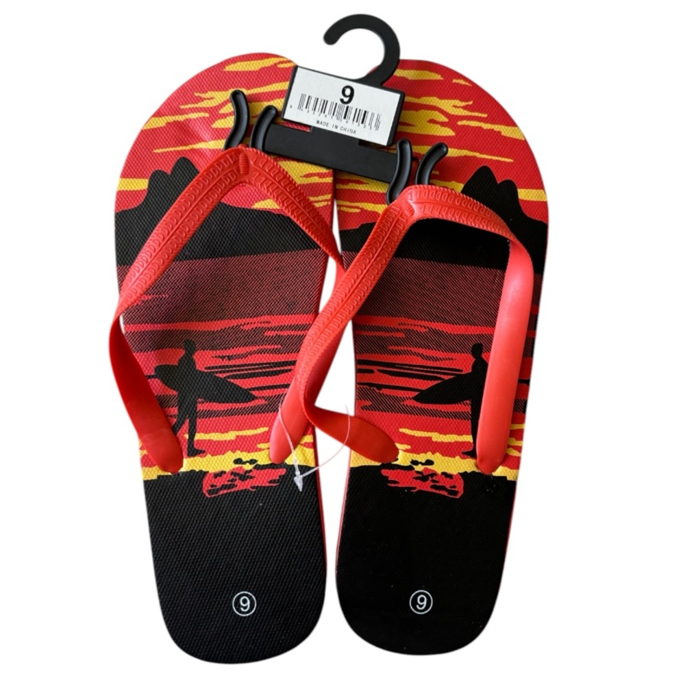 NWT Summer Beach Flip Flop Slippers. Size 9